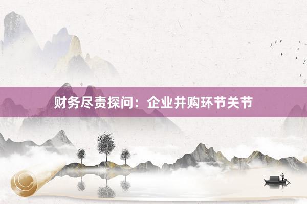 财务尽责探问：企业并购环节关节
